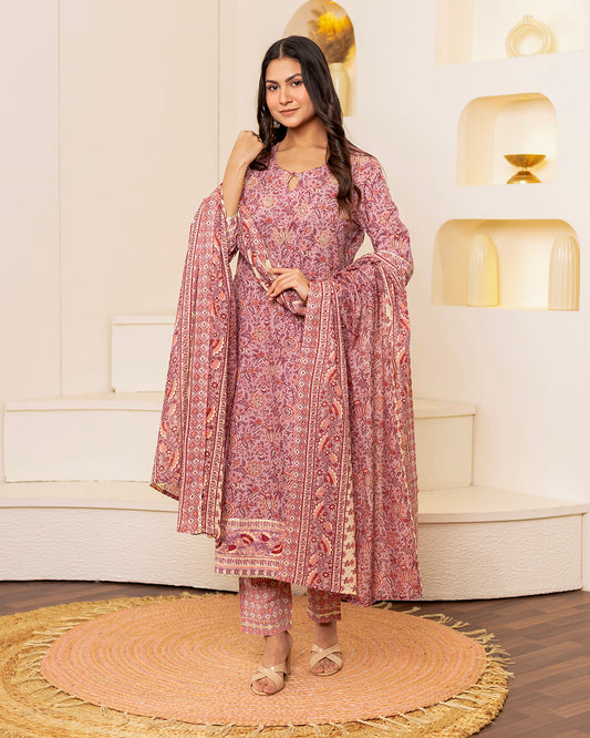 Phool Noor Handprinted Blush Pink Suit Set