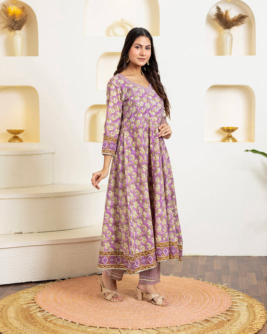 Kohi Noor Printed Lavender Lilac Suit Set