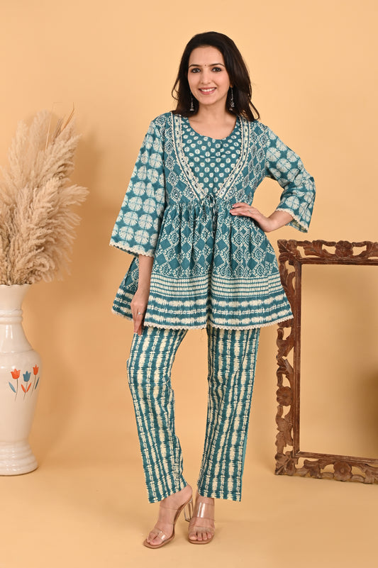 Neel Teal Blue Three Piece Co-ord Set