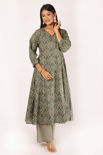 ANVI KURTA SET - GREEN