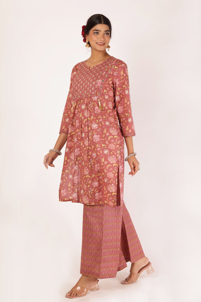 REVATI KURTA SET - PEACH