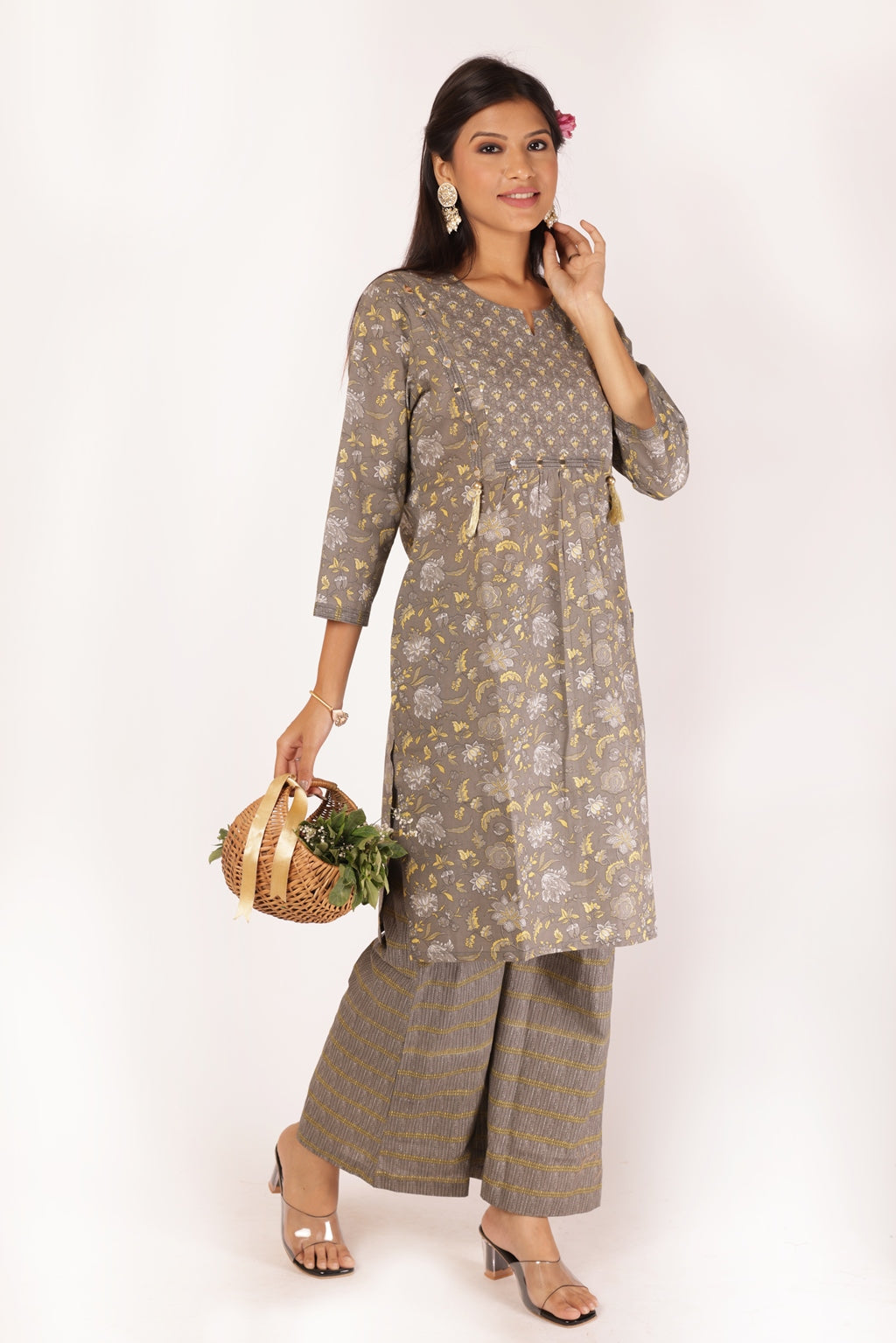 REVATI KURTA SET - GREY