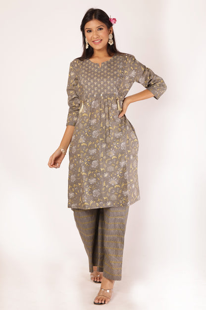 REVATI KURTA SET - GREY