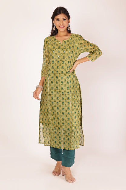 DITI KURTA SET - GREEN