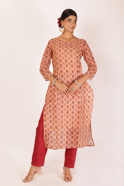 DITI KURTA SET - PEACH