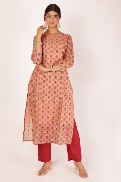 DITI KURTA SET - PEACH