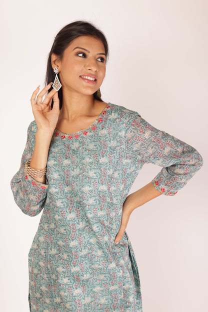 ANURADHA KURTA SET - BLUE