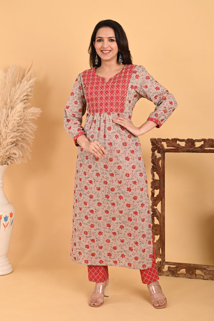 Kesa kurta set - red