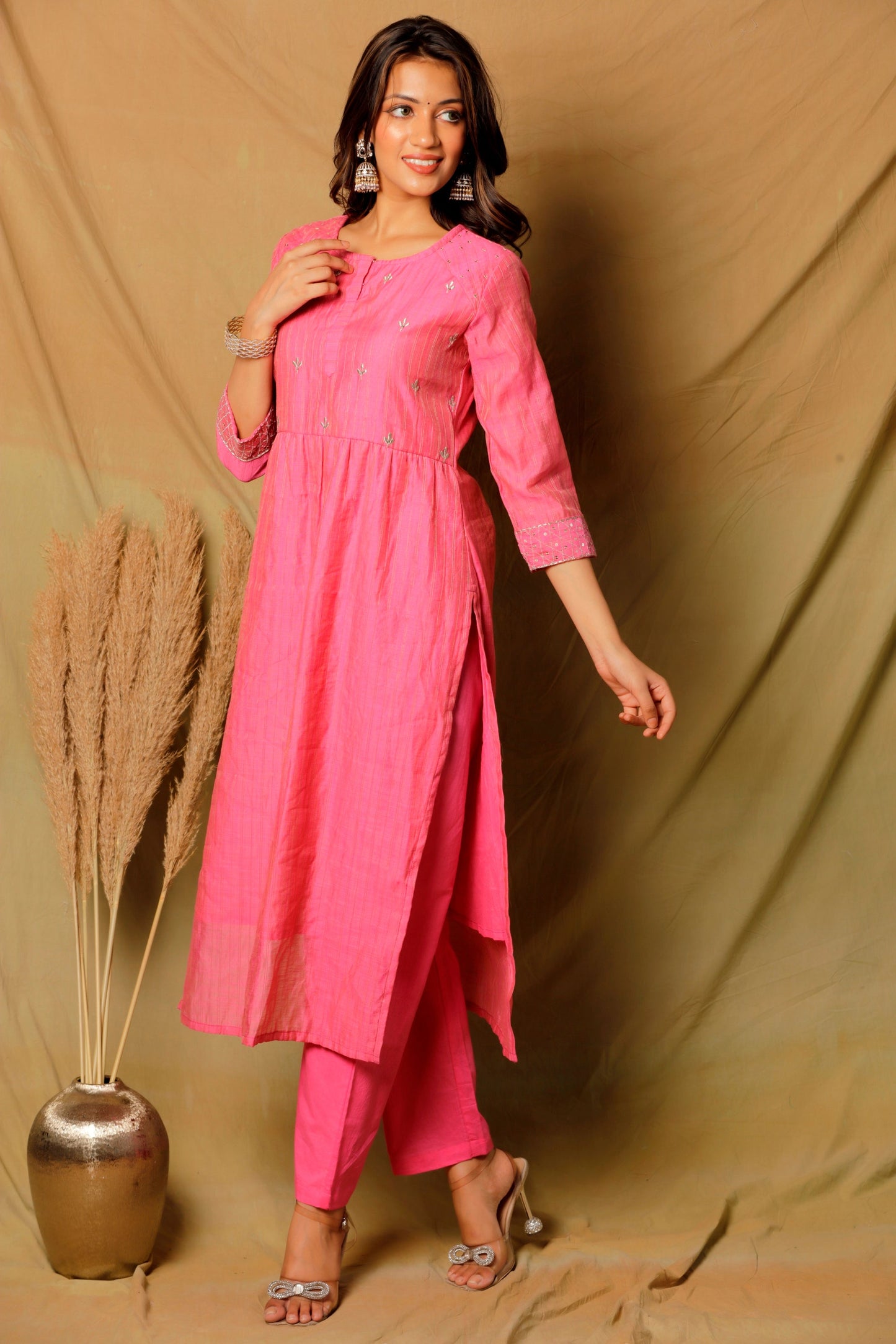 NAZAKAT KURTA SET - PINK