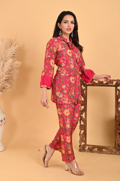 Surmaya CO-ORD SET- rani pink