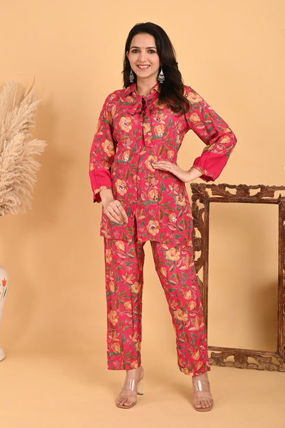 Surmaya CO-ORD SET- rani pink