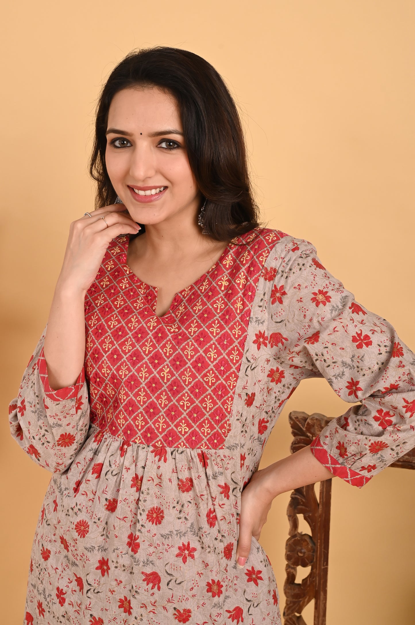 Kesa kurta set - red