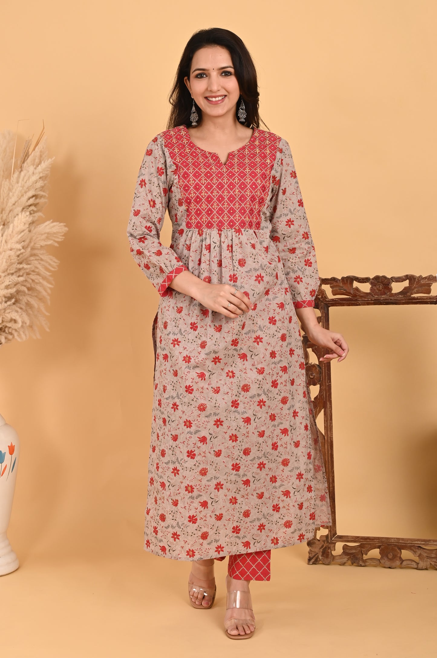 Kesa kurta set - red