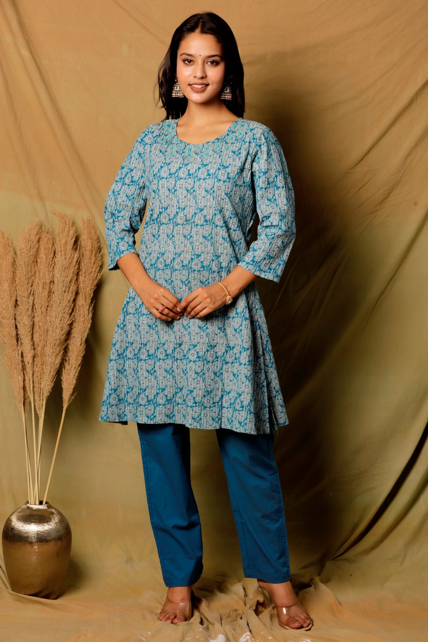 MARI GOLD KURTA SET - BLUE