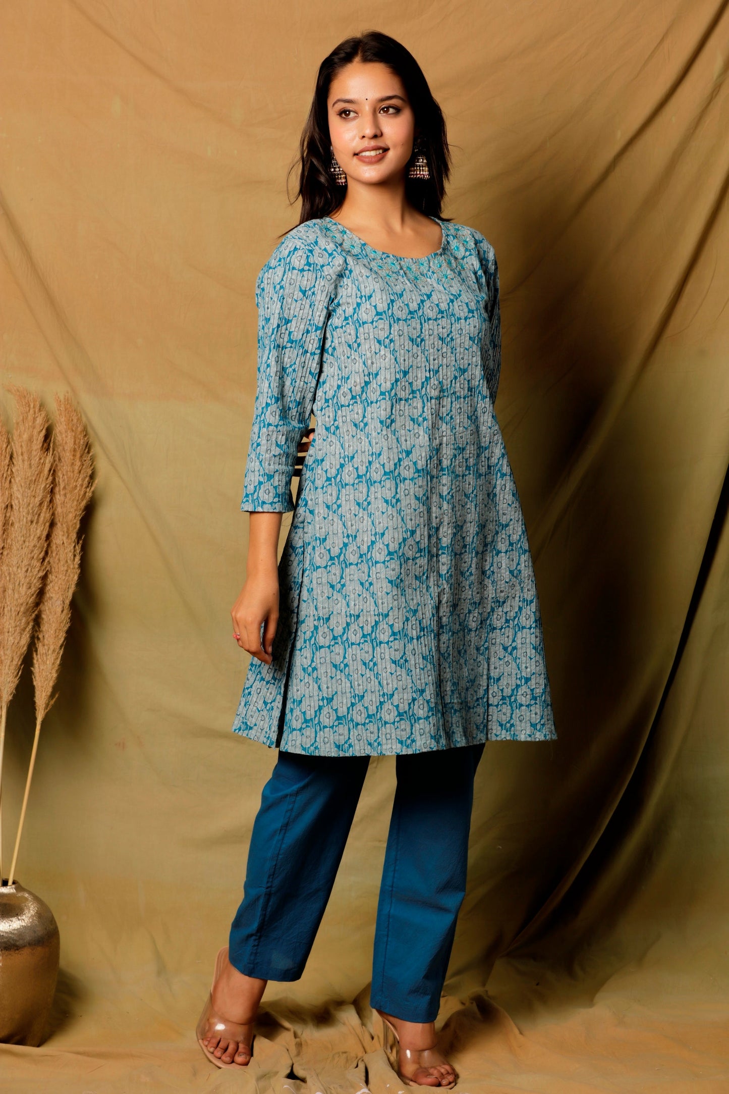 MARI GOLD KURTA SET - BLUE