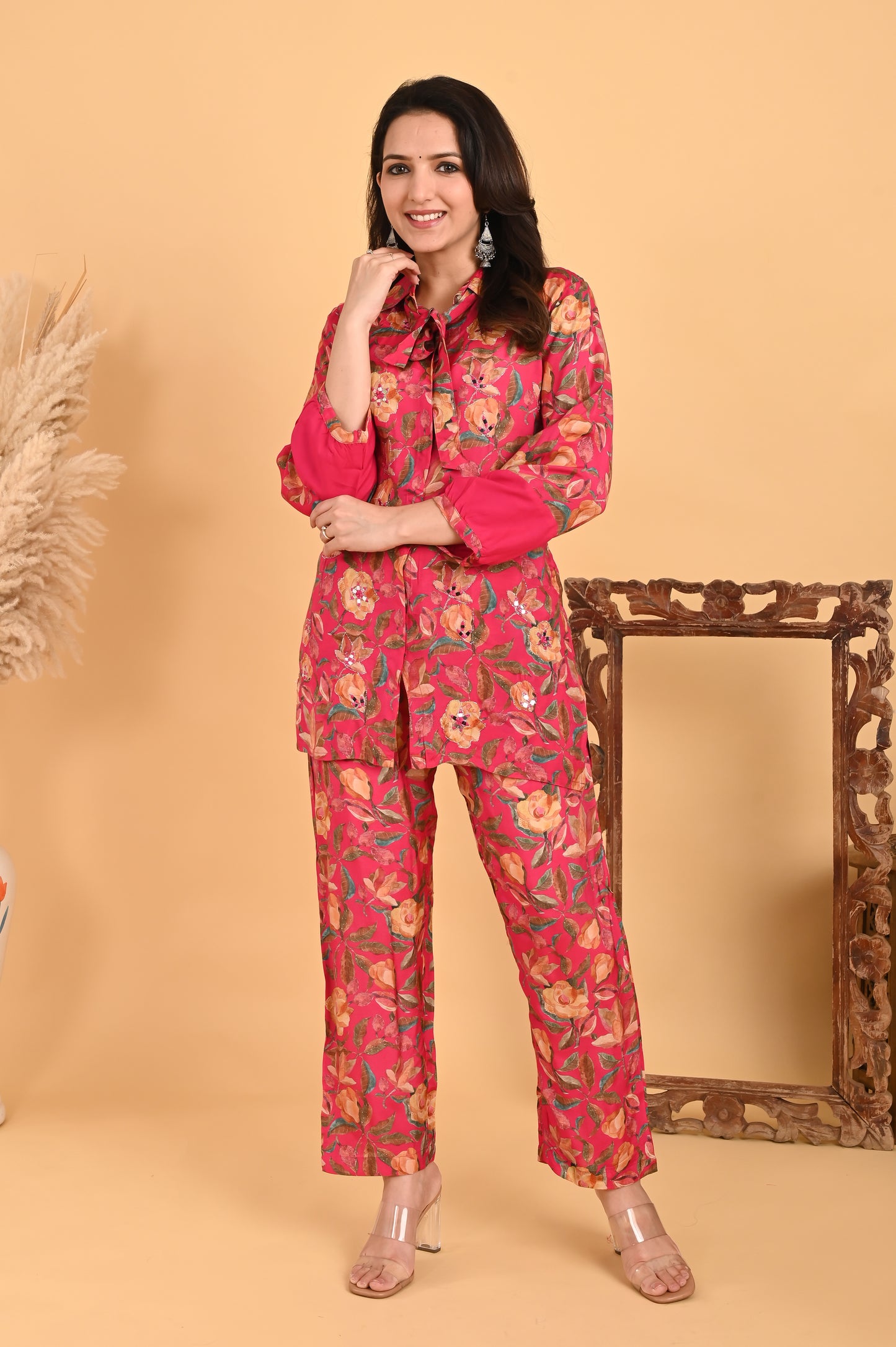 Surmaya CO-ORD SET- rani pink