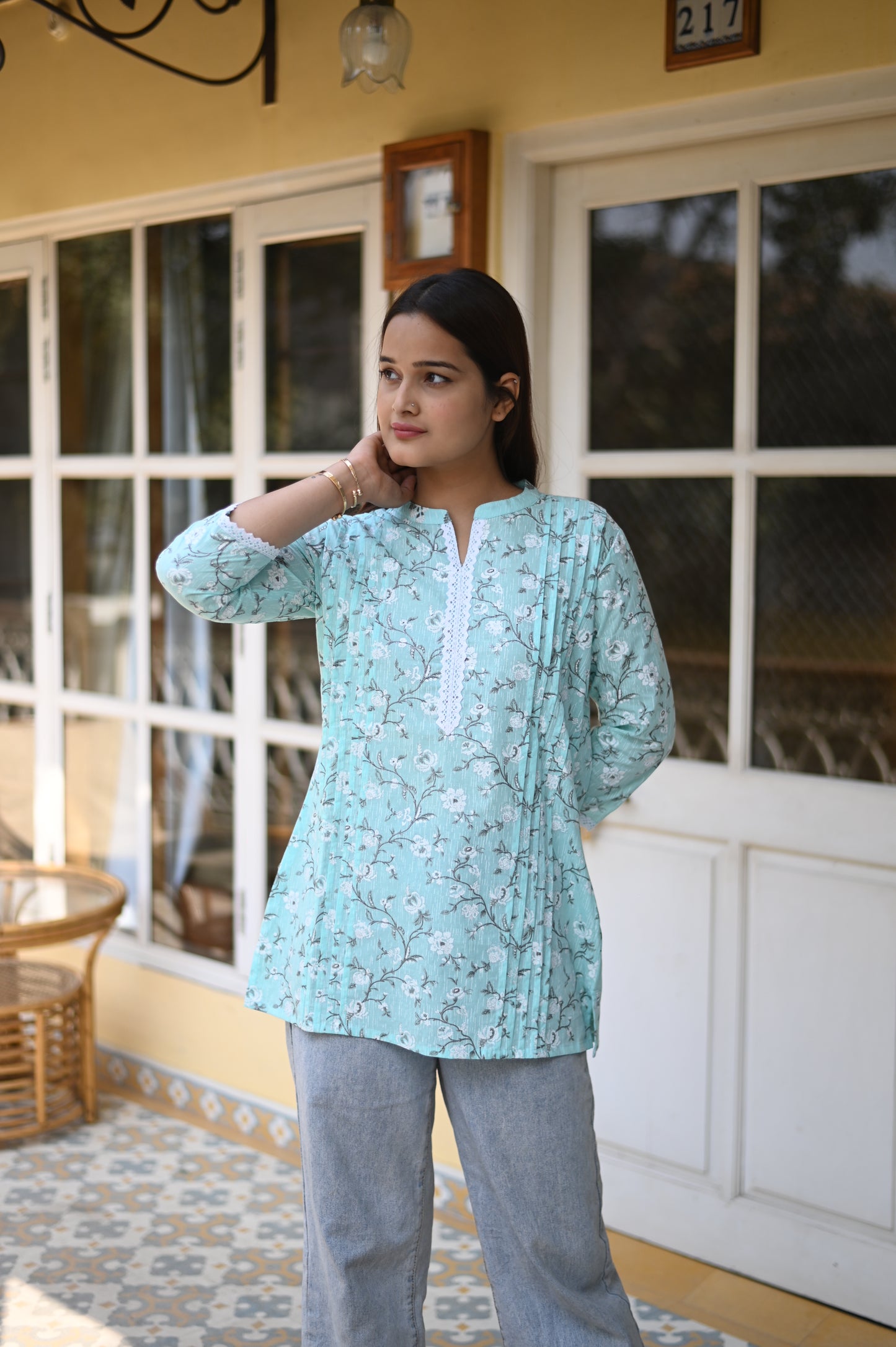 Ganga blue short Kurti