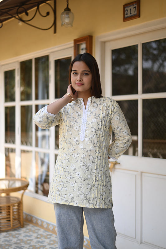 Ganga short Kurti yellow