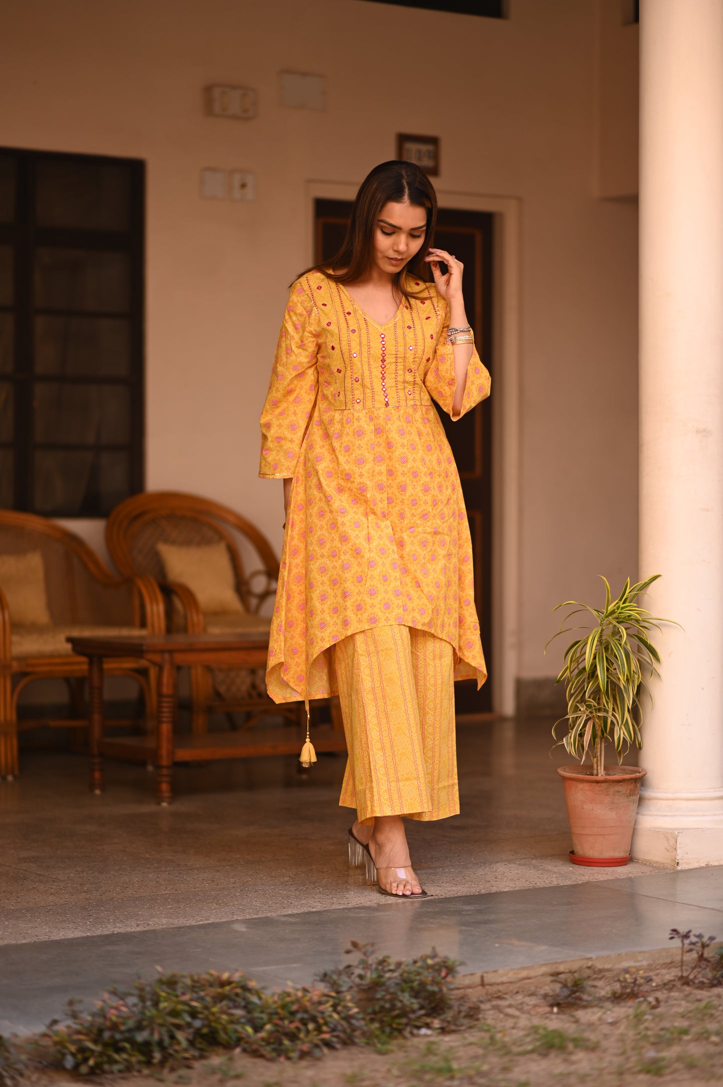 chamak CO-ORDS set- YELLOW