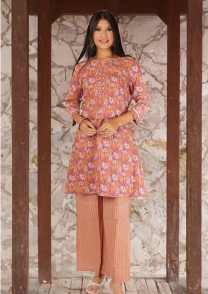 AKSHI KURTA SET - PEACH