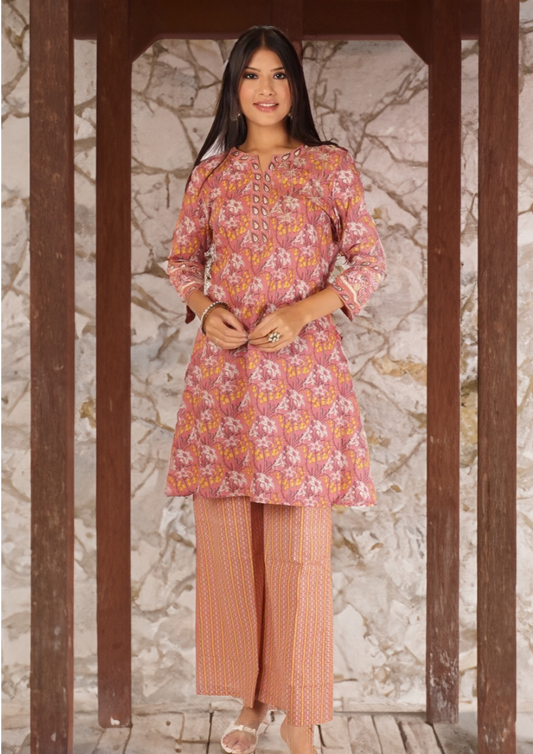 AKSHI KURTA SET - PEACH