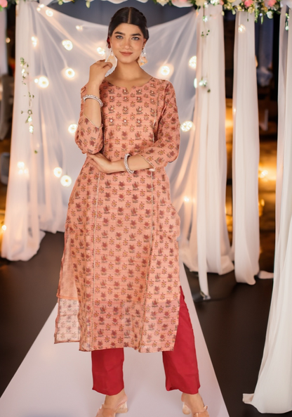 DITI KURTA SET - PEACH