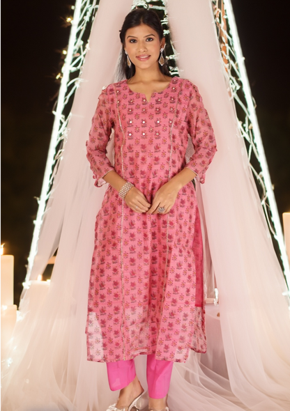 DITI KURTA SET - PINK