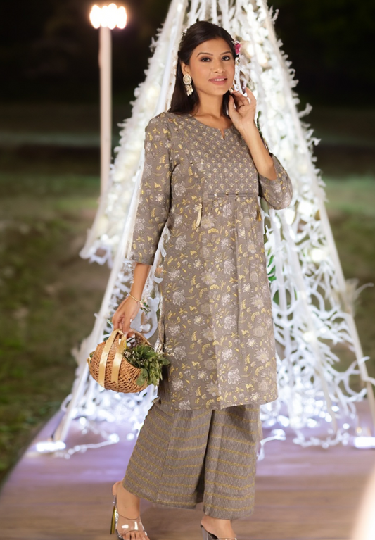 REVATI KURTA SET - GREY