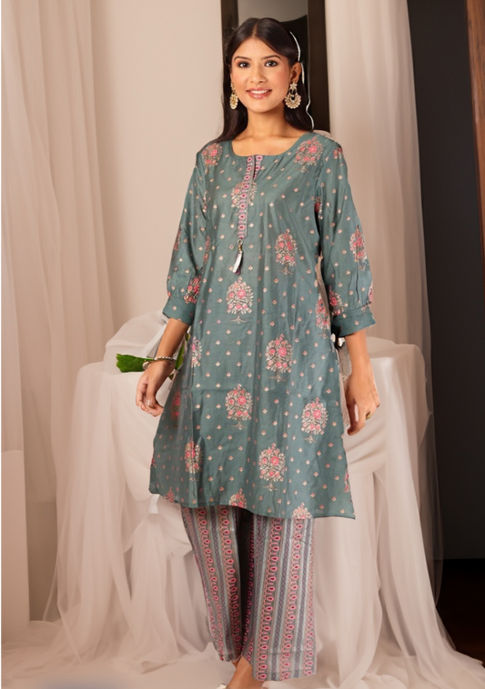 ROHINI KURTA SET - GREEN