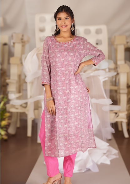 ANURADHA KURTA SET - PINK