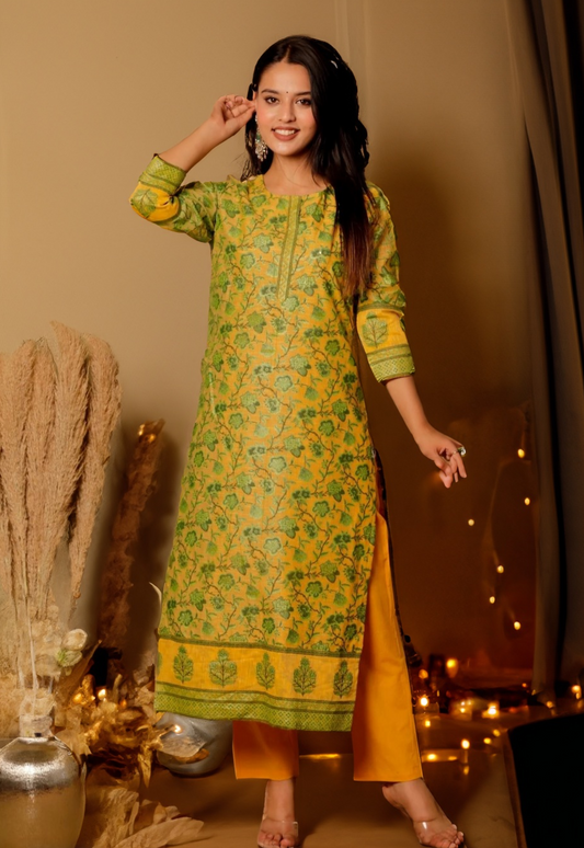 AMEYA KURTA SET - YELLOW