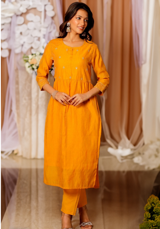 NAZAKAT KURTA SET - YELLOW