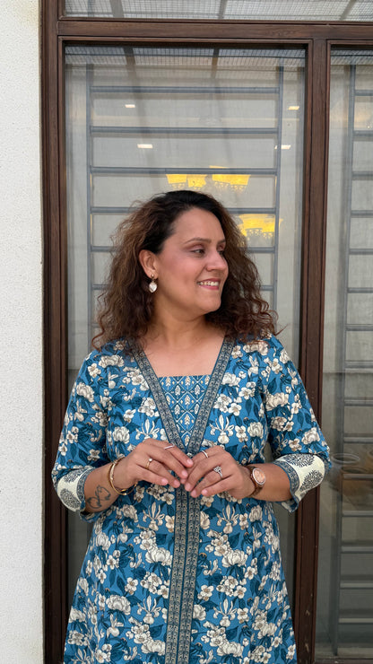 Saanjh - A kurti and pant set in eclectic blue hue