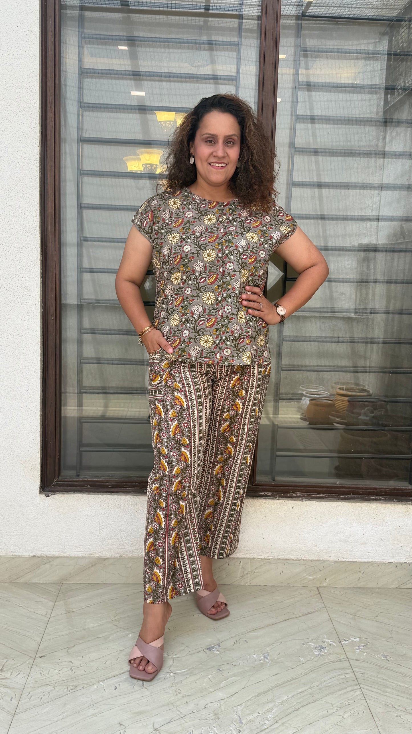 Thumri - A timeless grey floral co-ord set
