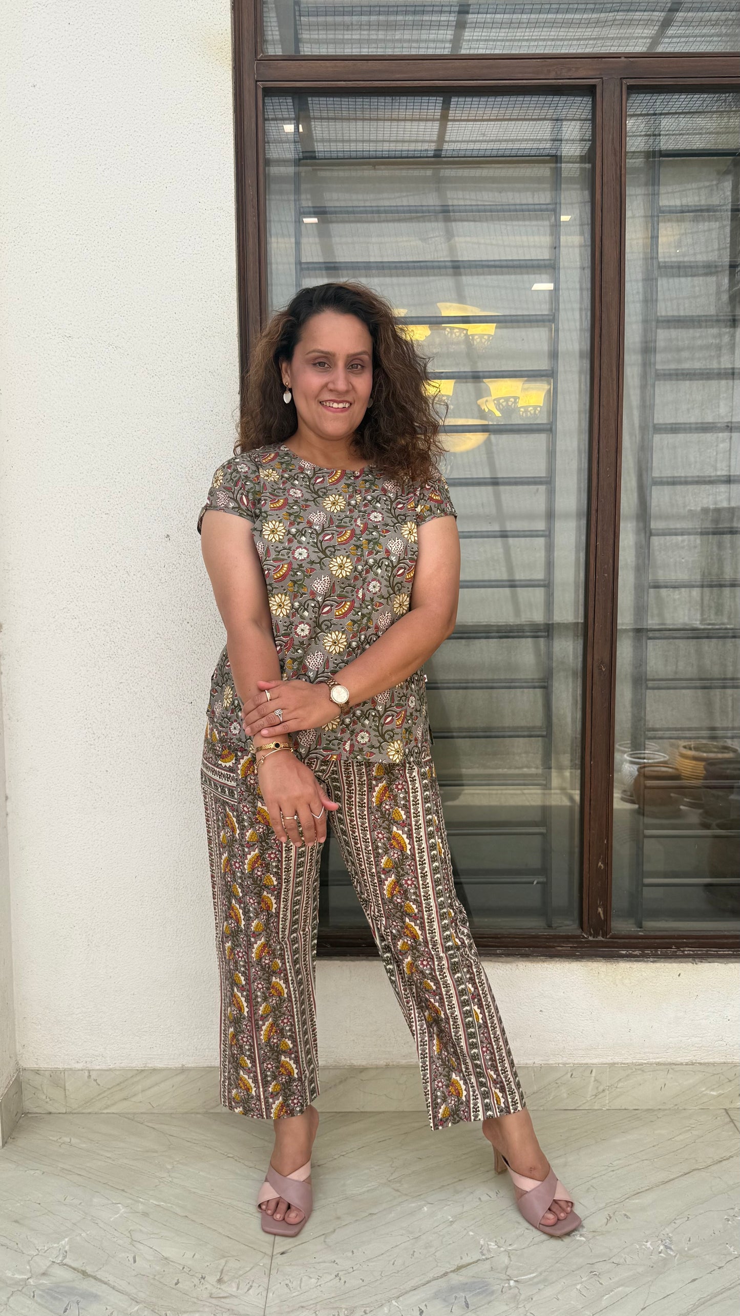Thumri - A timeless grey floral co-ord set