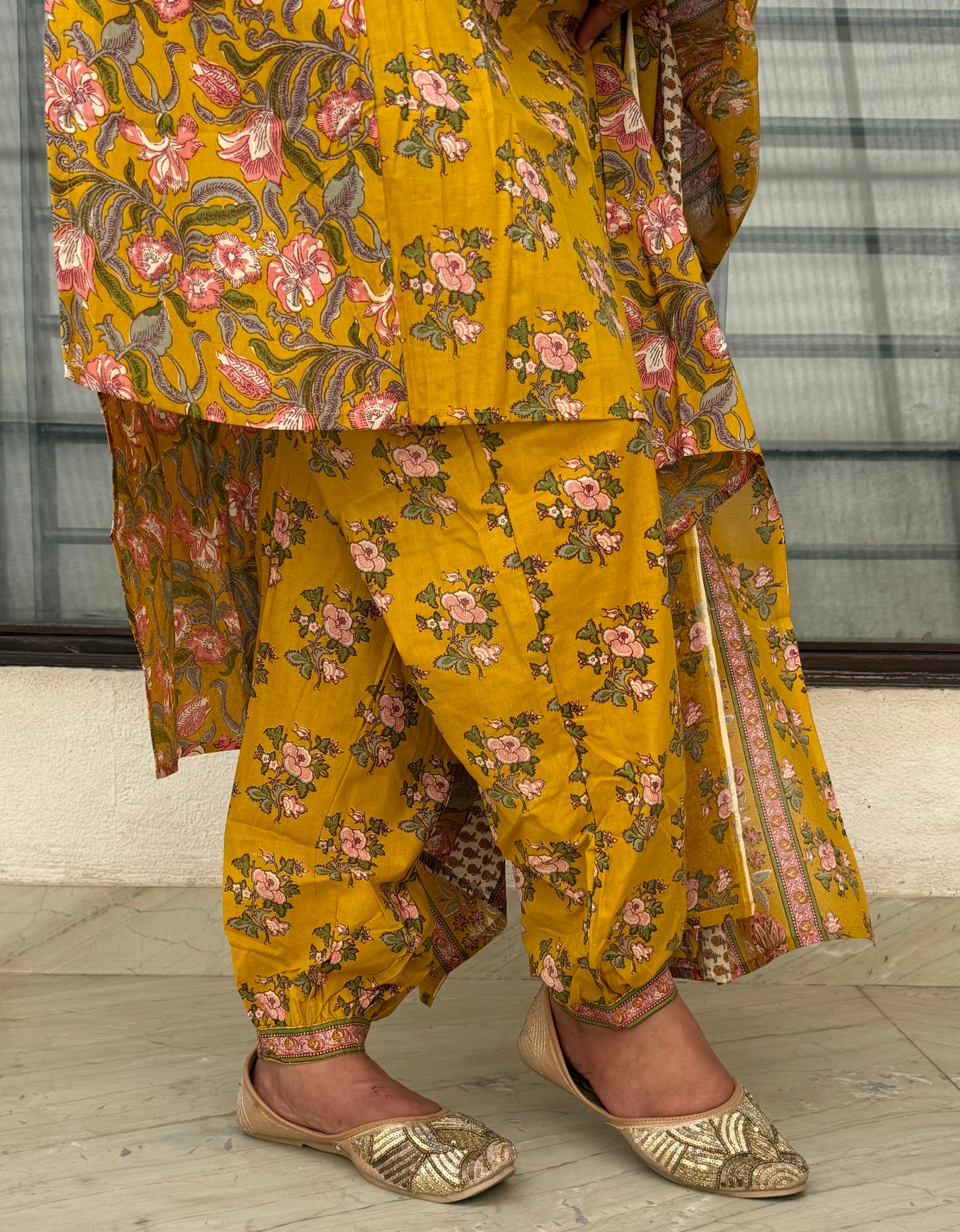 Ira - the perfect yellow floral suit set!
