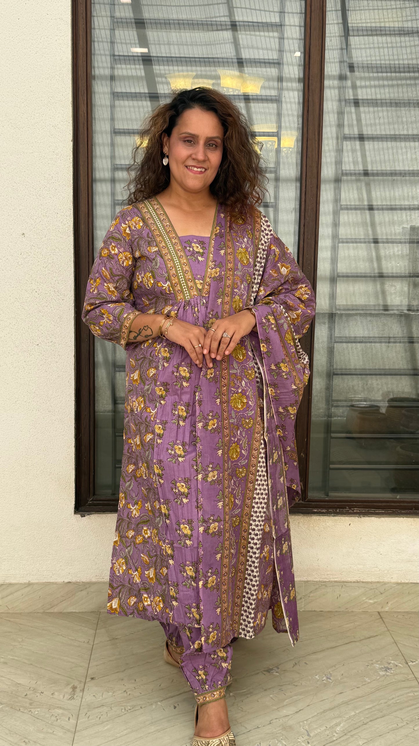 Raya - a rich purple floral suit set