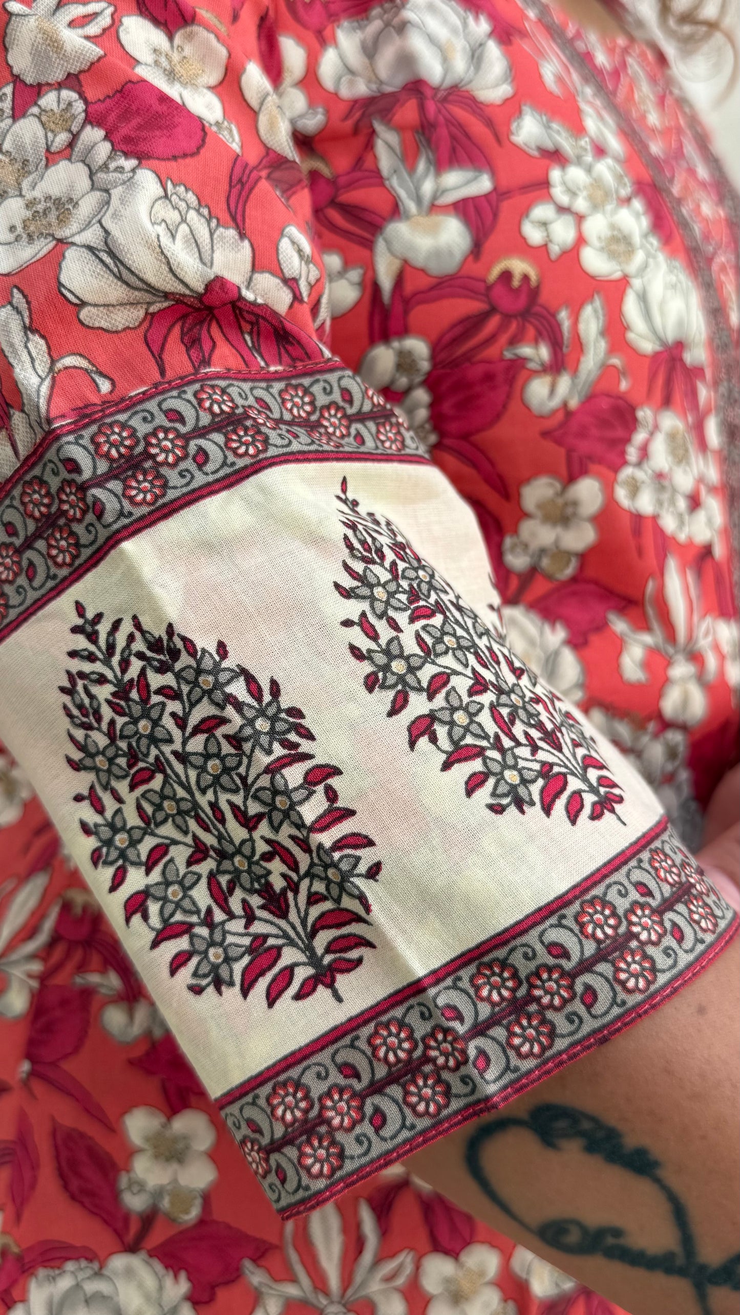 Ruhaani - a timeless printed red kurti and pant set