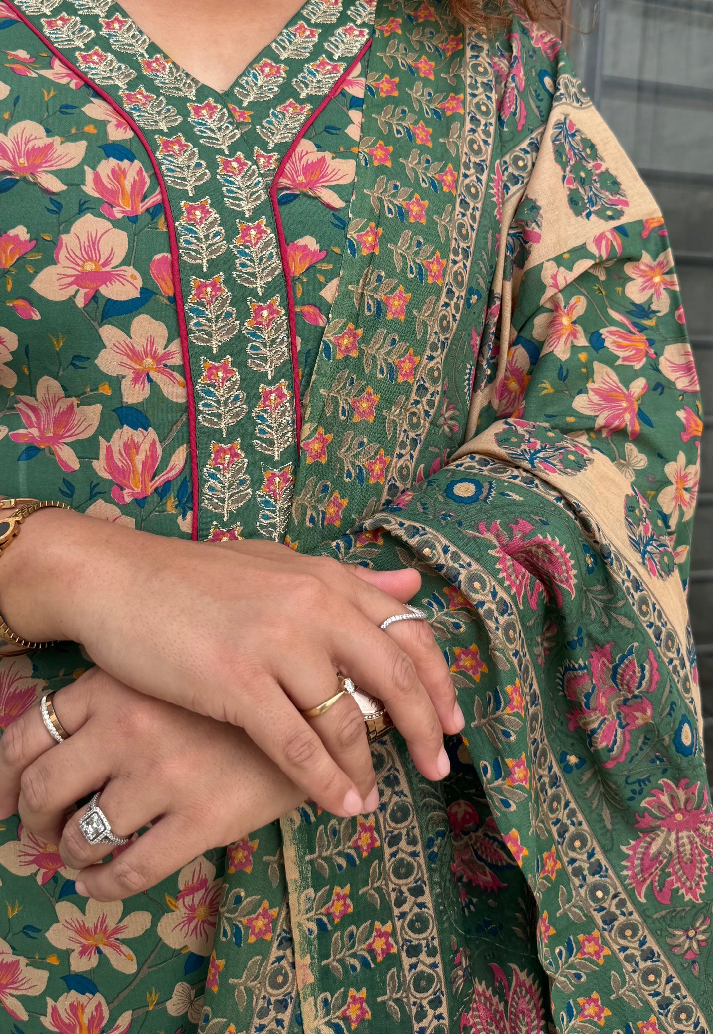 Tarang - exotic geen floral suit set